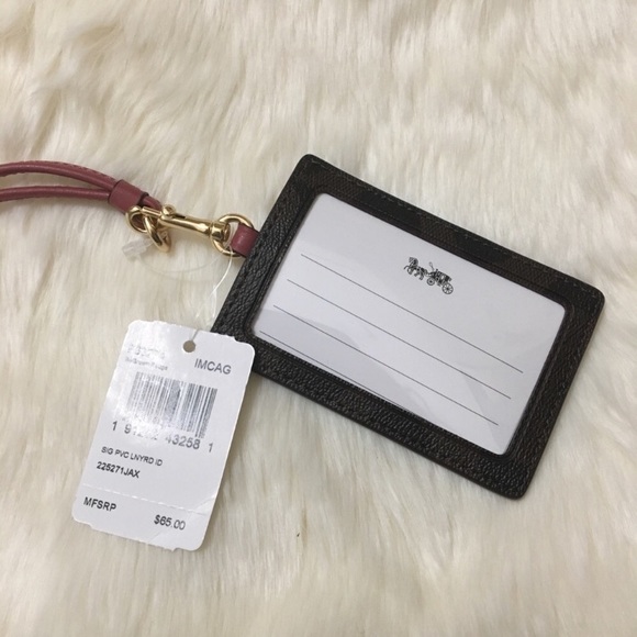 Authentic Coach ID Case Lanyard Brown Rouge - Picture 2 of 3